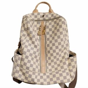 Checkered Beige Backpack